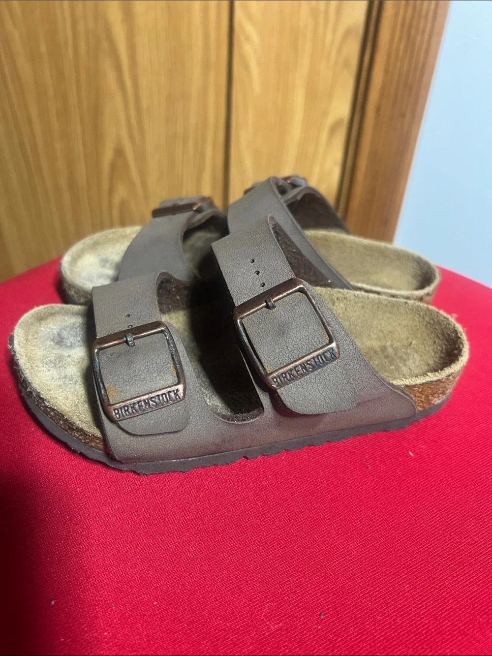 Birkenstock Kids Brown Double-Strap Sandals with Metallic Buckles